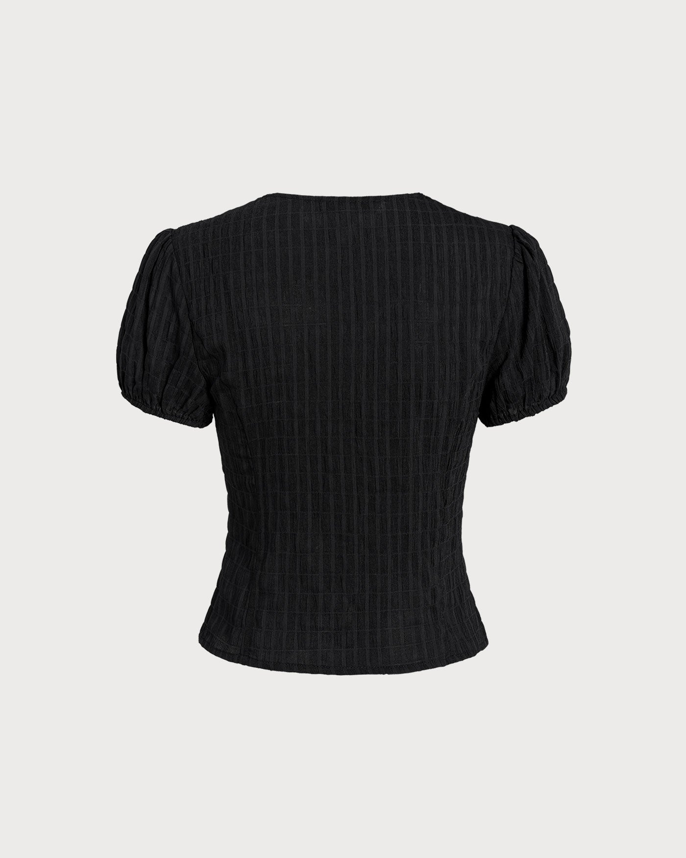 Blusa Negra Jacquard Encaje Botones