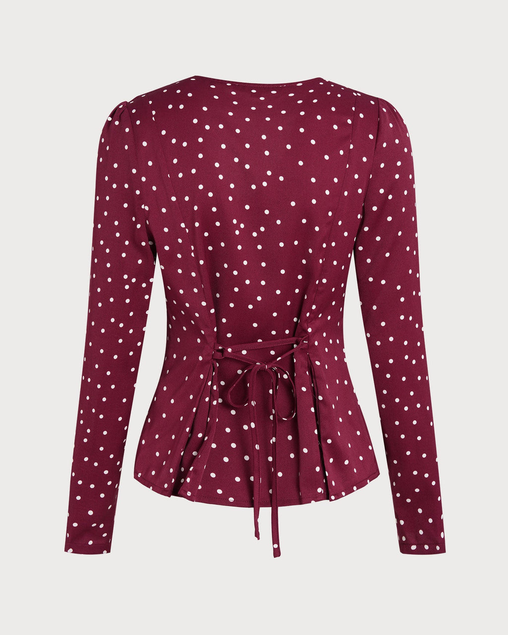 Blusa Rojo Vino Lunares Cuello V
