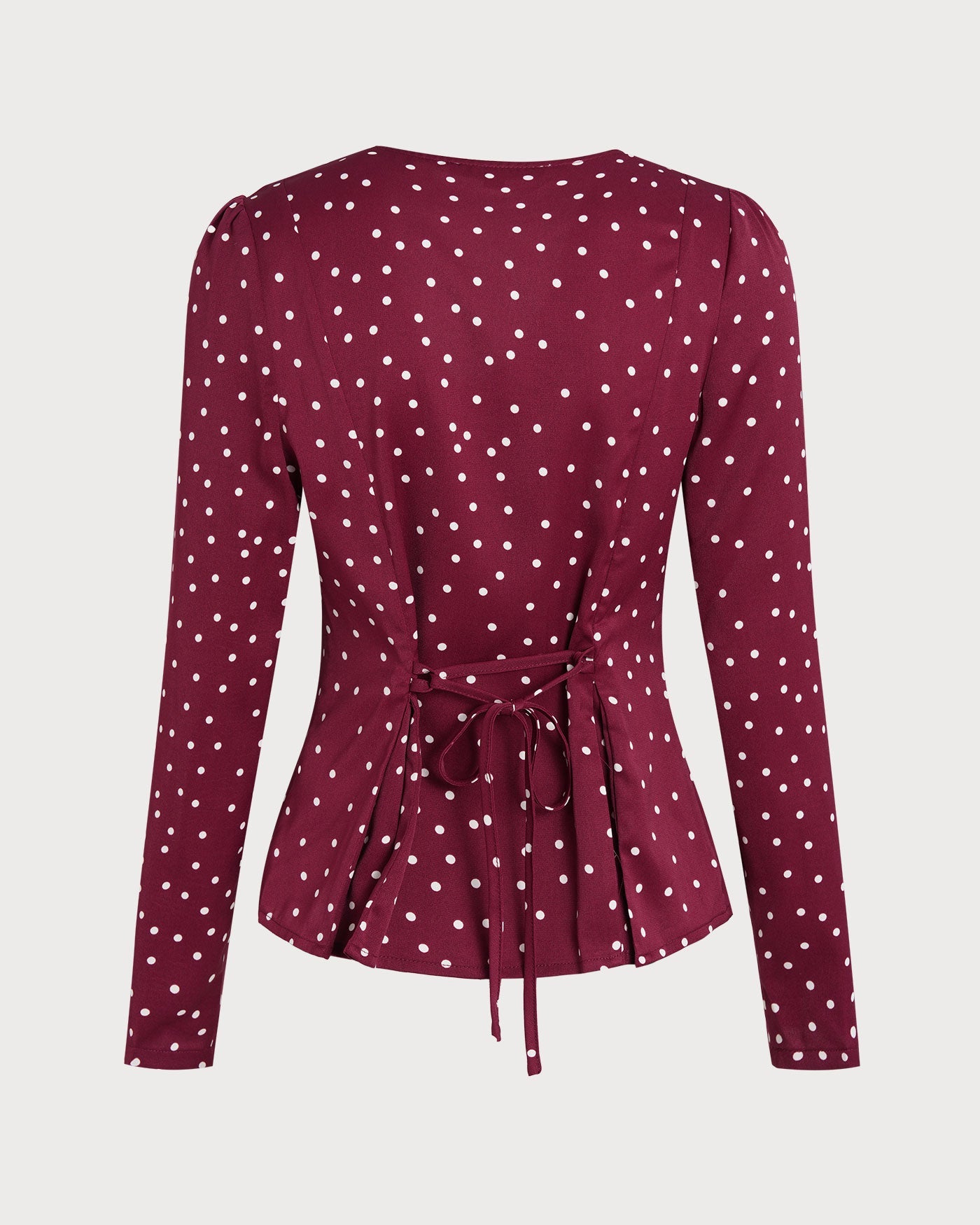 Blusa Rojo Vino Lunares Cuello V