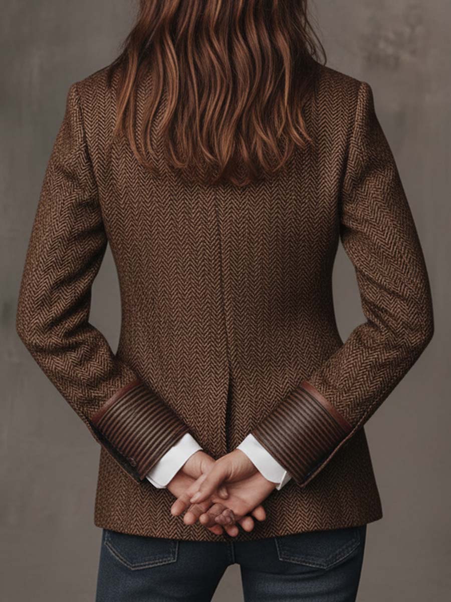 Blazer con Paneles Estampados de Espiga para Mujer