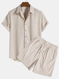Camisa de pana de manga corta con botones y pantalones corto