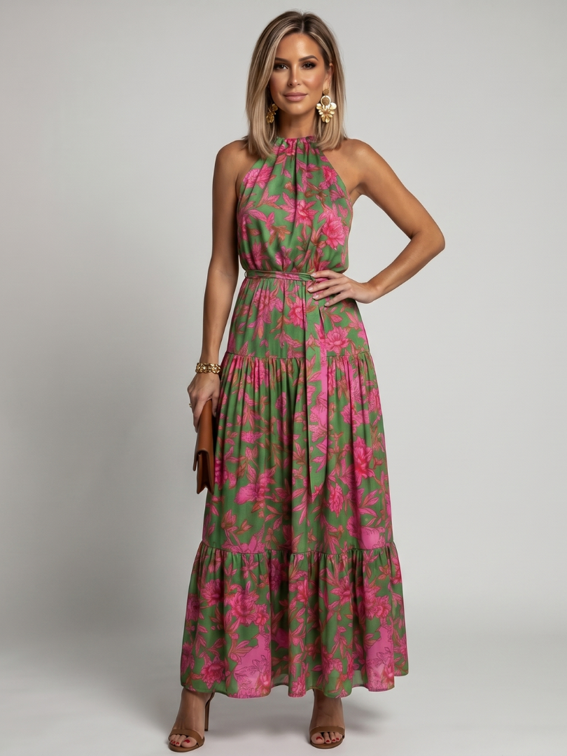 Arabella | Vestido Maxi Halter Drapeado