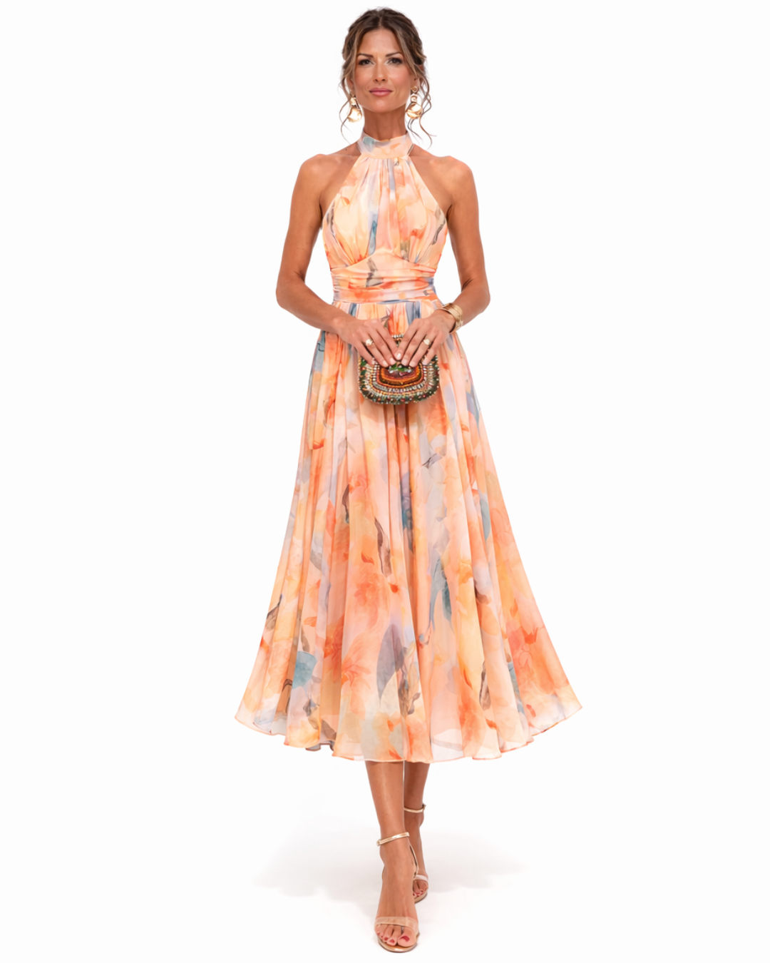 Aurora™ | Vestido Maxi Halter en Acuarela