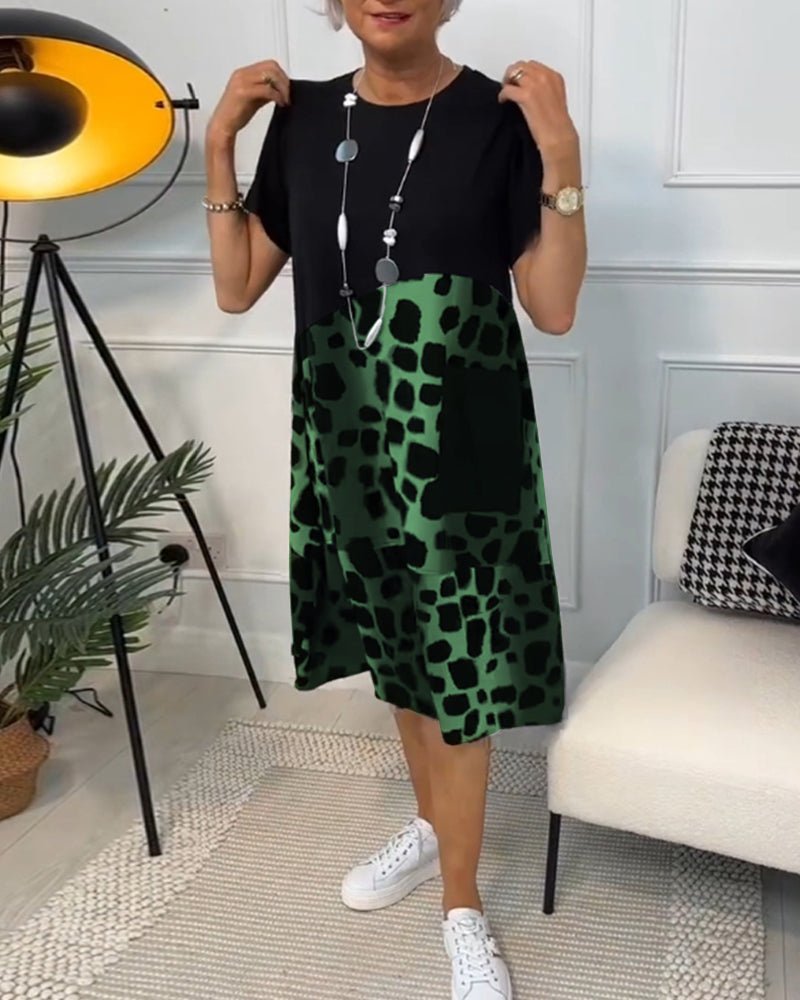 Marnie | Vestido Midi con Estampado de Contraste