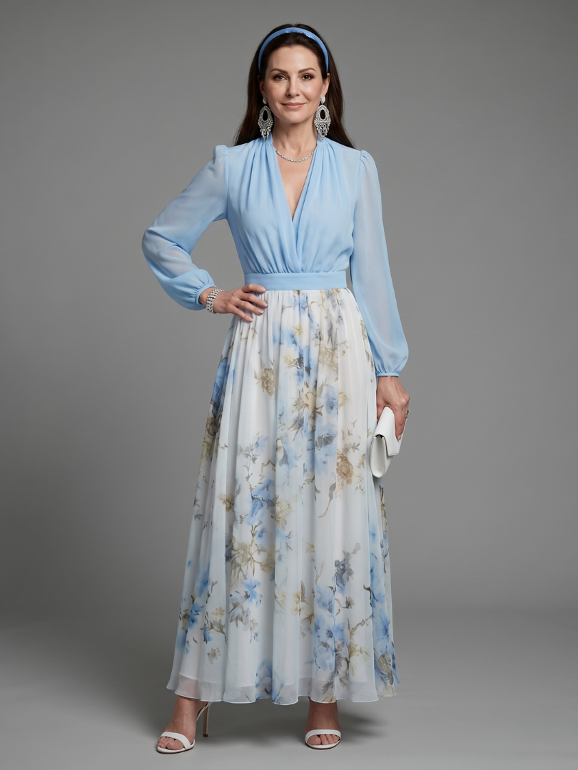 Adelaide | Vestido Maxi Floral con Escote en V