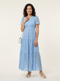 Brielle | Vestido Midi Escalonado de Manga Corta y Escote en V