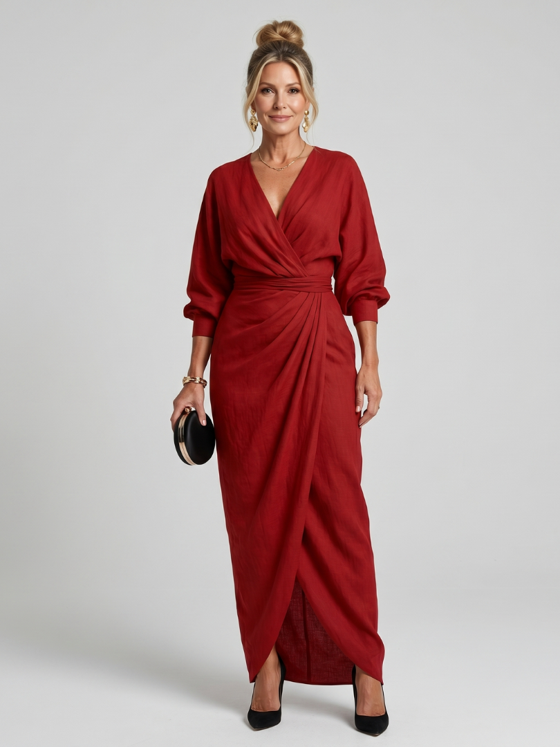 Beverly | Vestido Midi Cruzado Drapeado