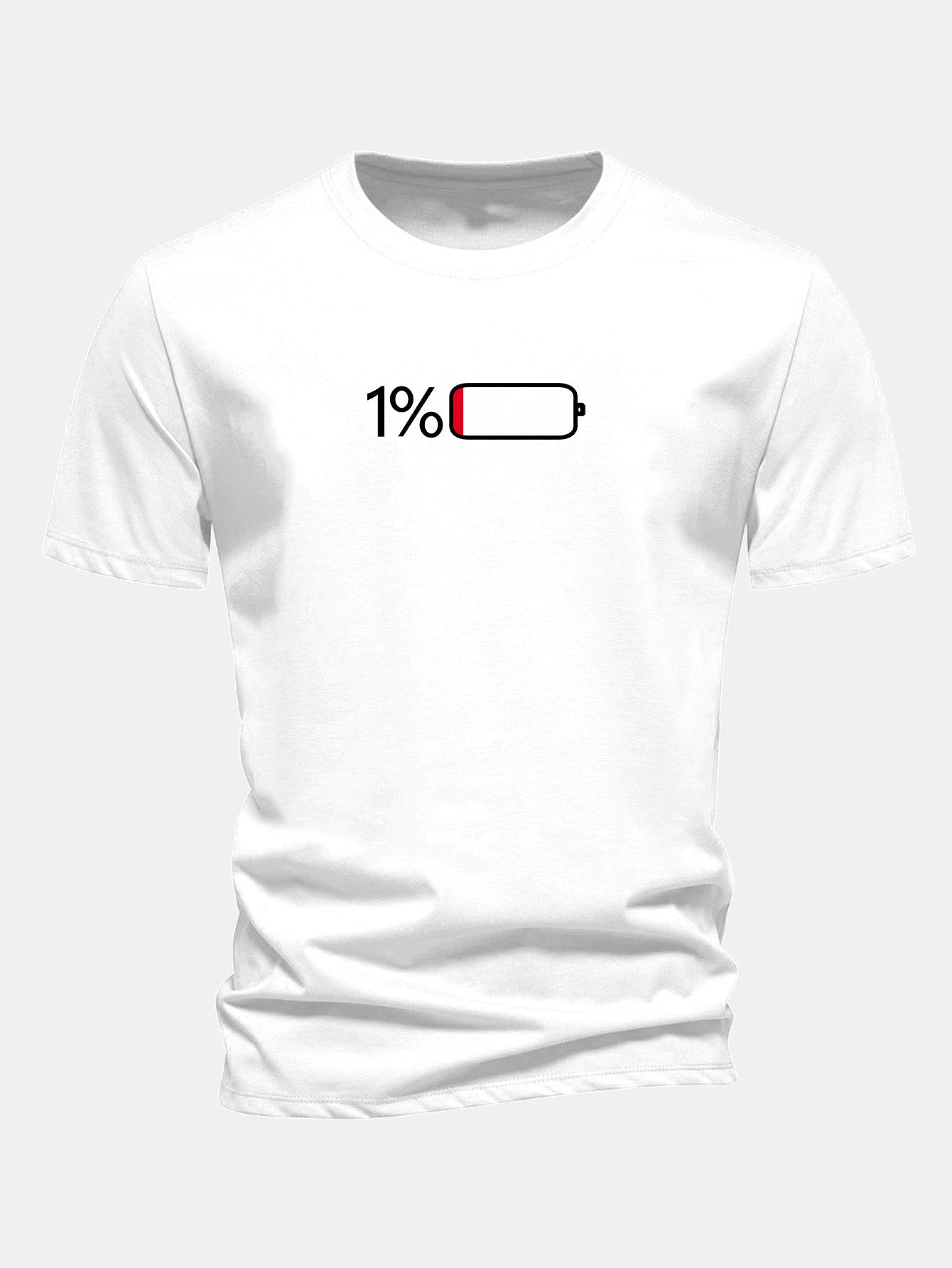 Camiseta de algodón con estampado de pilas, corte regular, 1 %