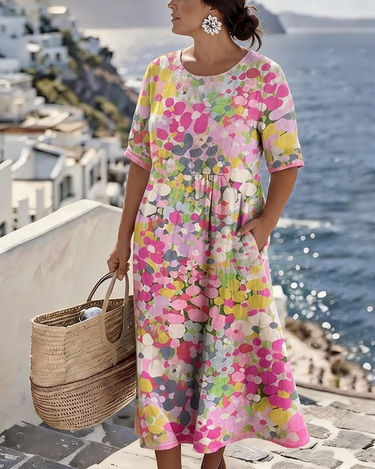 Elena - Vestido Midi Floral de Verano Elegante