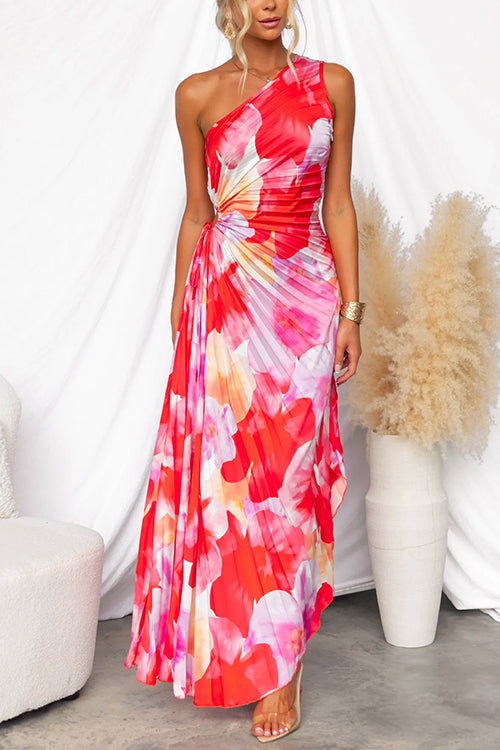 Valentina | Vestido Maxi Plisado de un Hombro