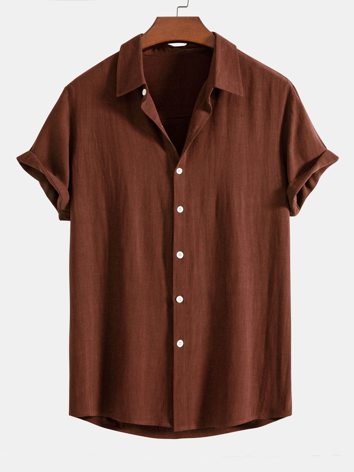 Camisa abotonada de mezcla de lino y rayón