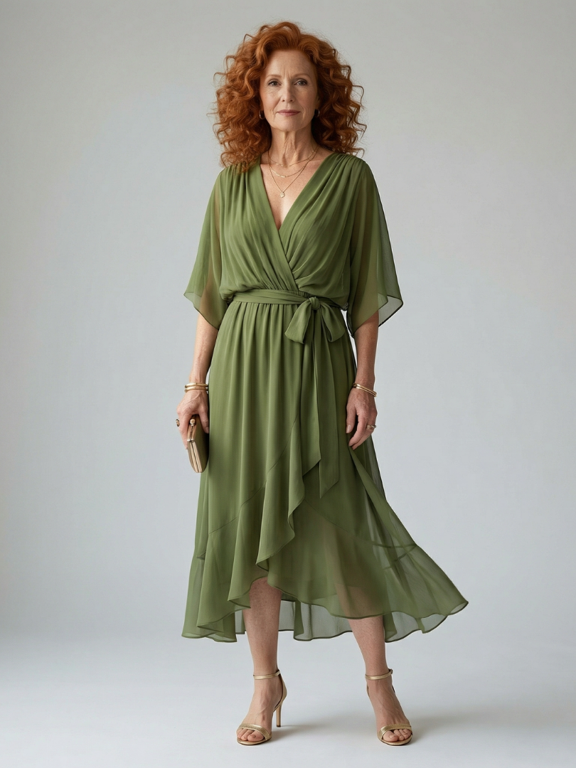 Wilhelmina | Vestido Midi Cruzado Fluido