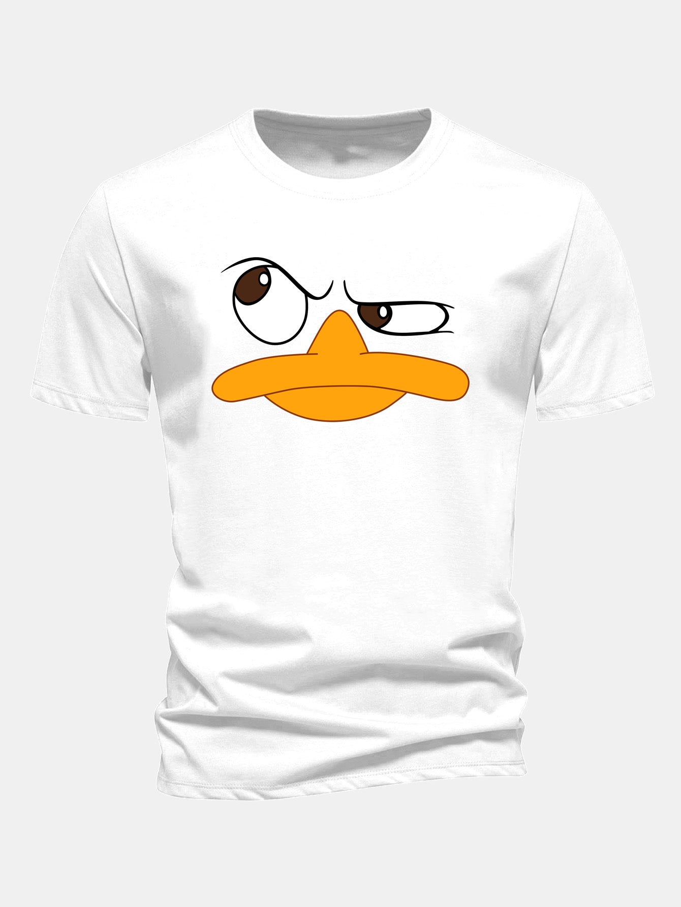 Regular Fit Emoji Duck Print Cotton T-Shirt
