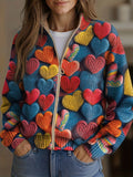 Valentine™ | Rebeca Patrón de Punto Texturizado con Corazones Multicolor