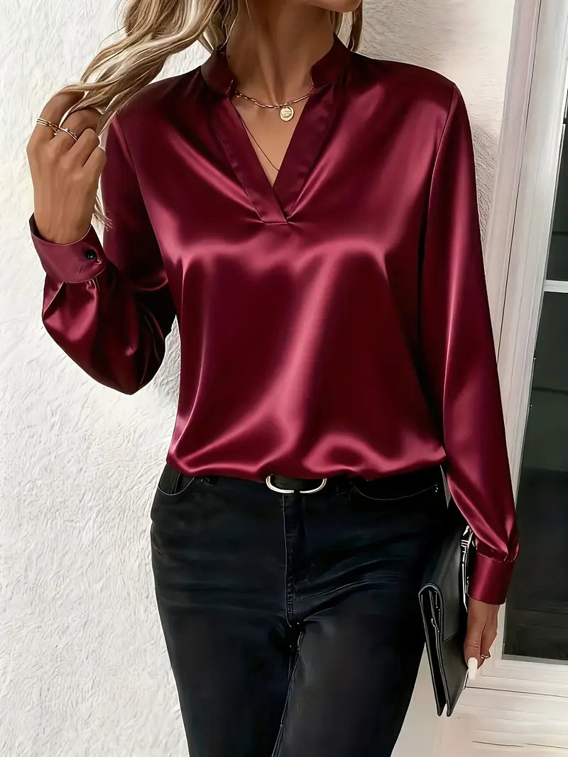Amelie - Blusa con Escote en V de Brillo Sin Esfuerzo