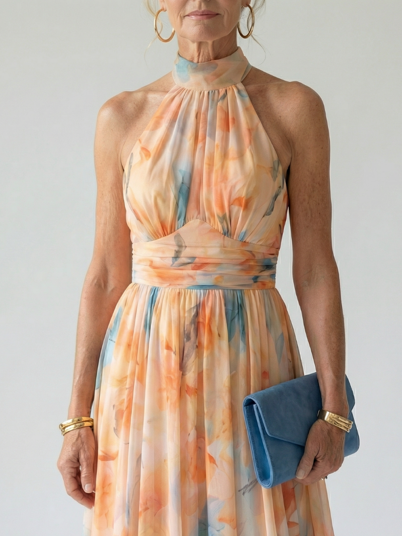 Callista | Vestido Midi Halter Fluido
