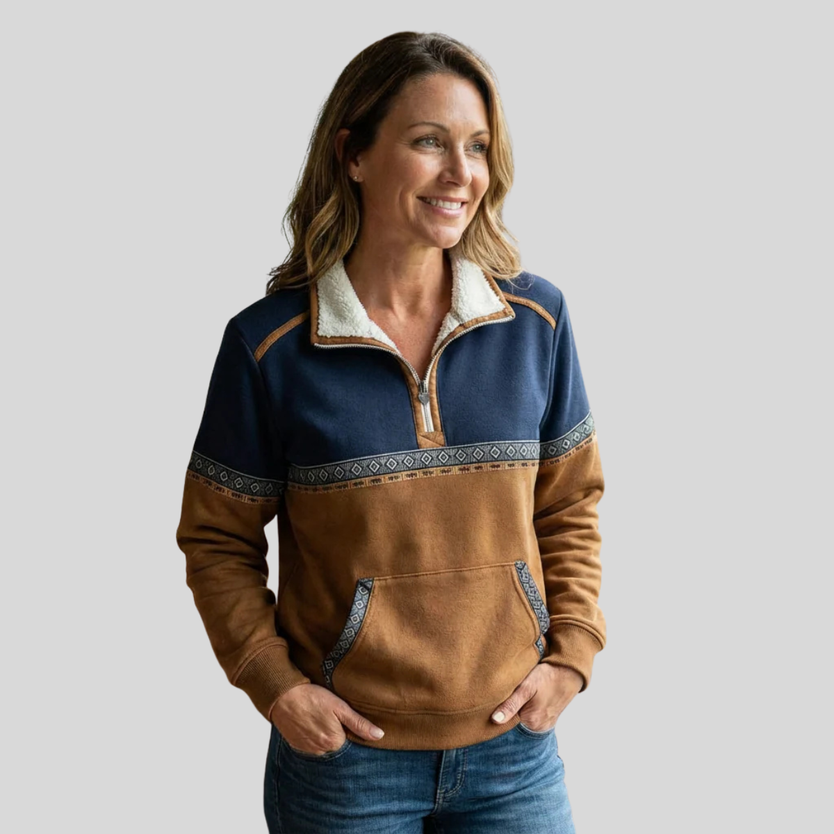 Alvette™ | Jersey con Media Cremallera y Cuello Sherpa