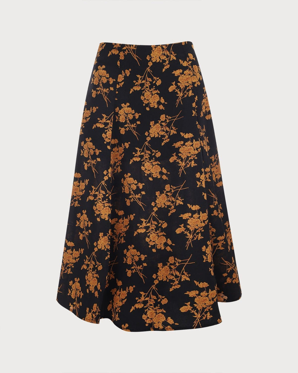 Falda Floral Abertura Talle Alto Evasé