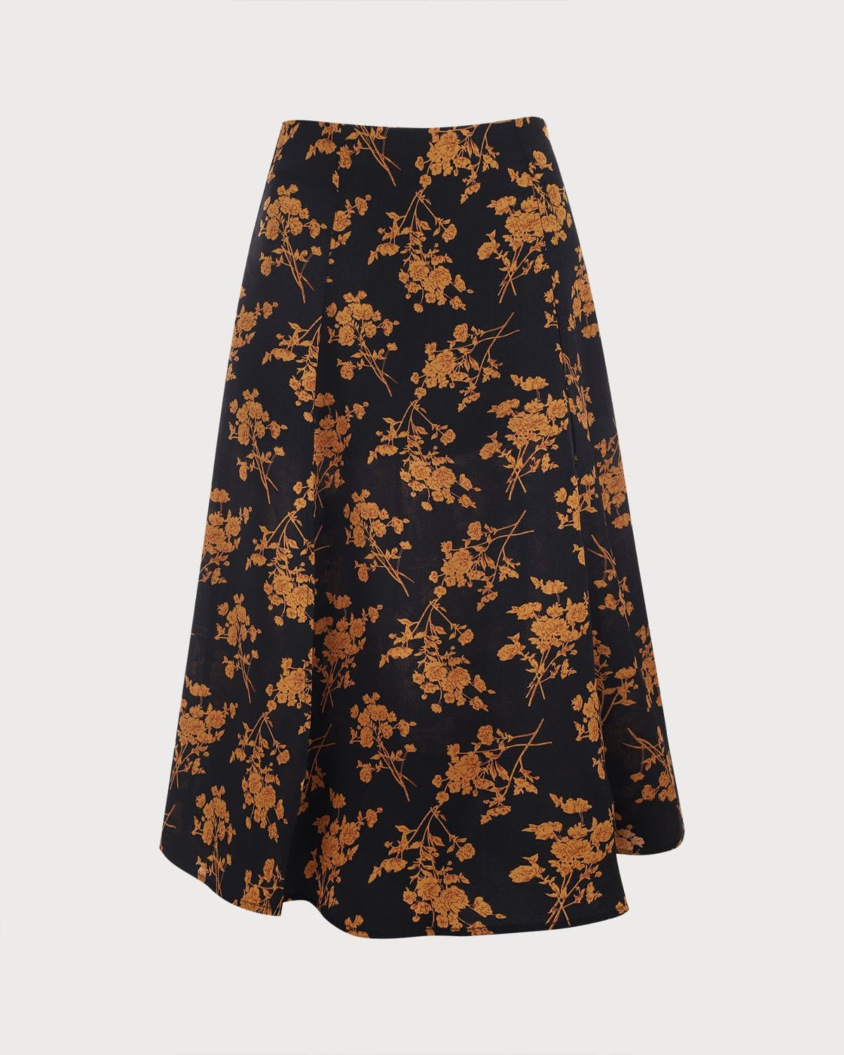 Falda Floral Abertura Talle Alto Evasé