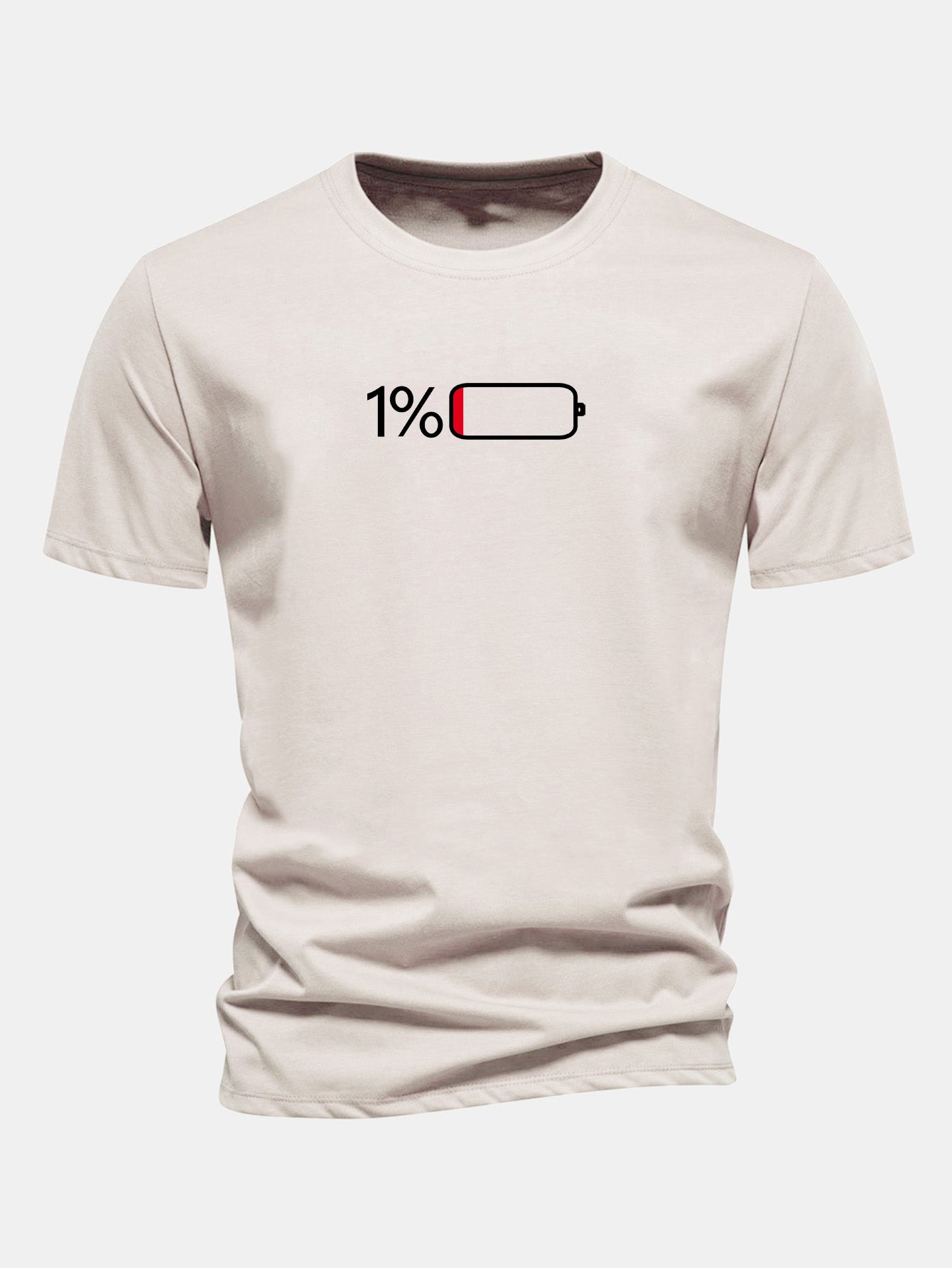 Camiseta de algodón con estampado de pilas, corte regular, 1 %
