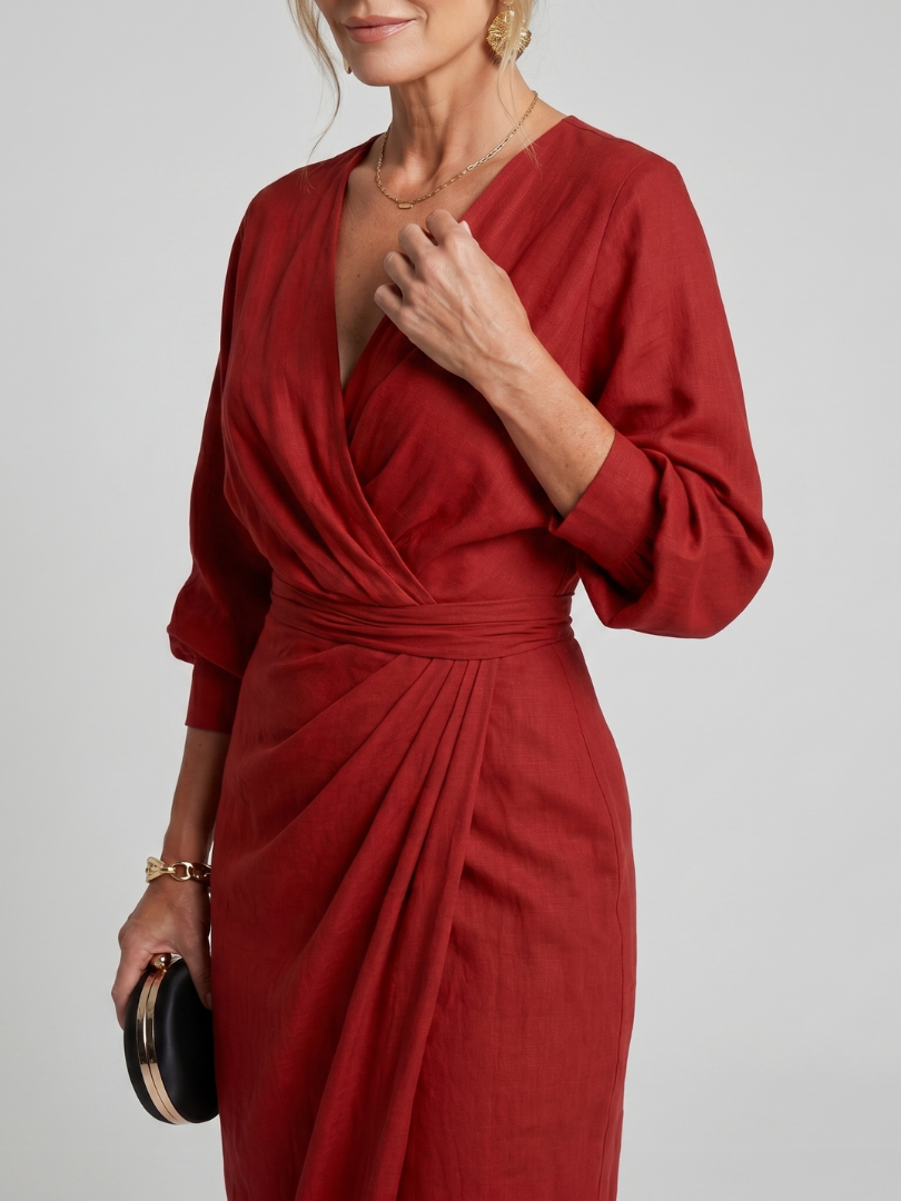 Beverly | Vestido Midi Cruzado Drapeado