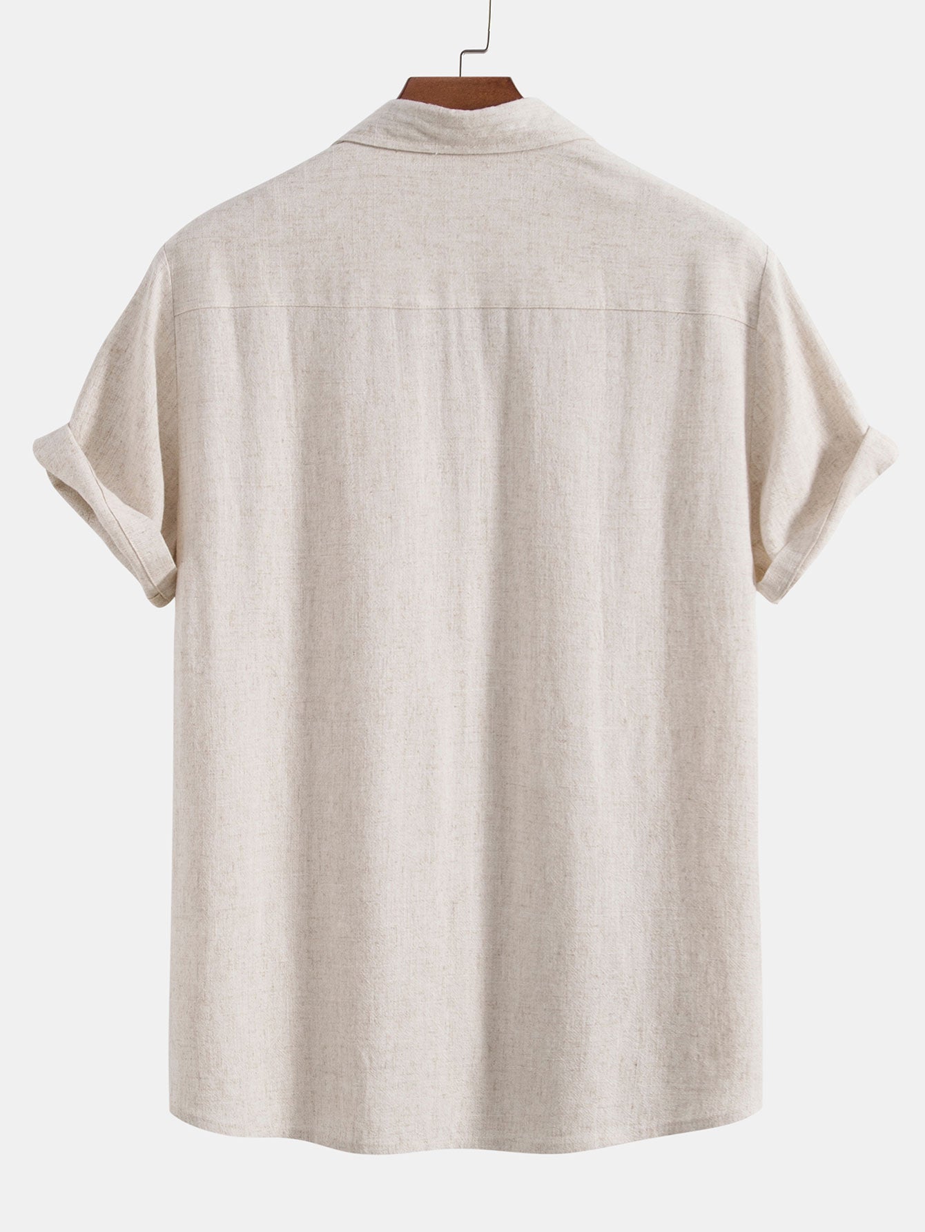 Camisa abotonada de mezcla de lino y rayón y pantalones cortos con cordón y textura arrugada