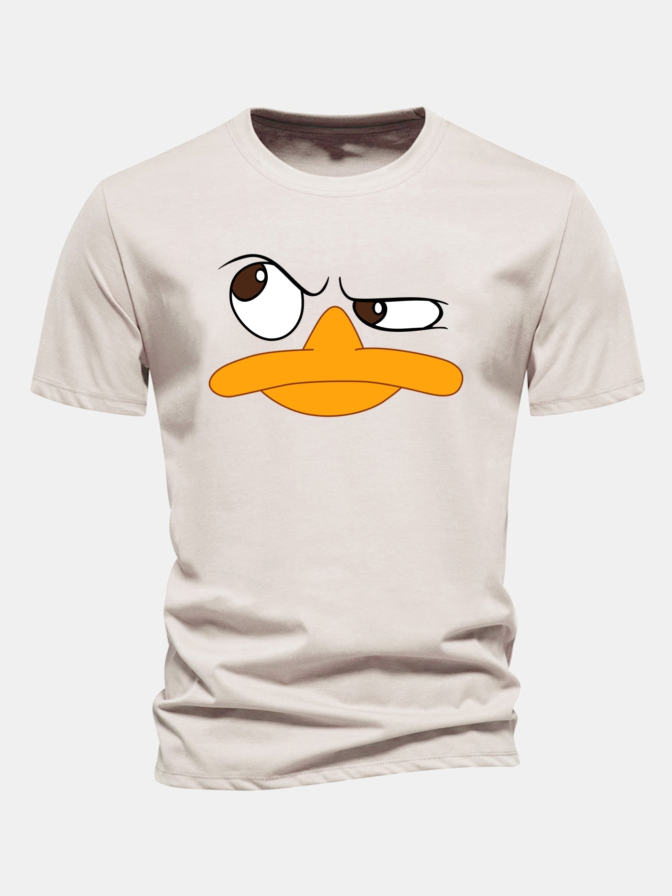Regular Fit Emoji Duck Print Cotton T-Shirt