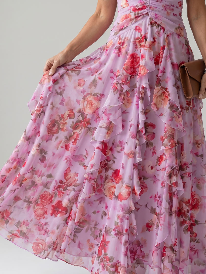 Sage | Vestido Maxi Floral con Cuello Halter