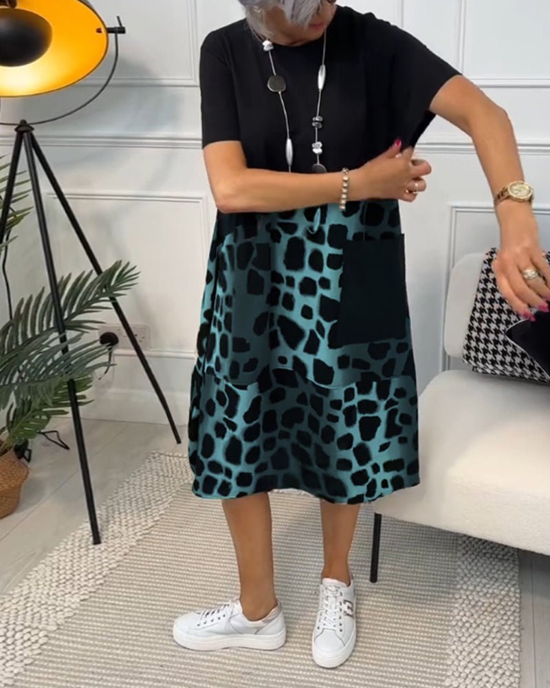 Marnie | Vestido Midi con Estampado de Contraste