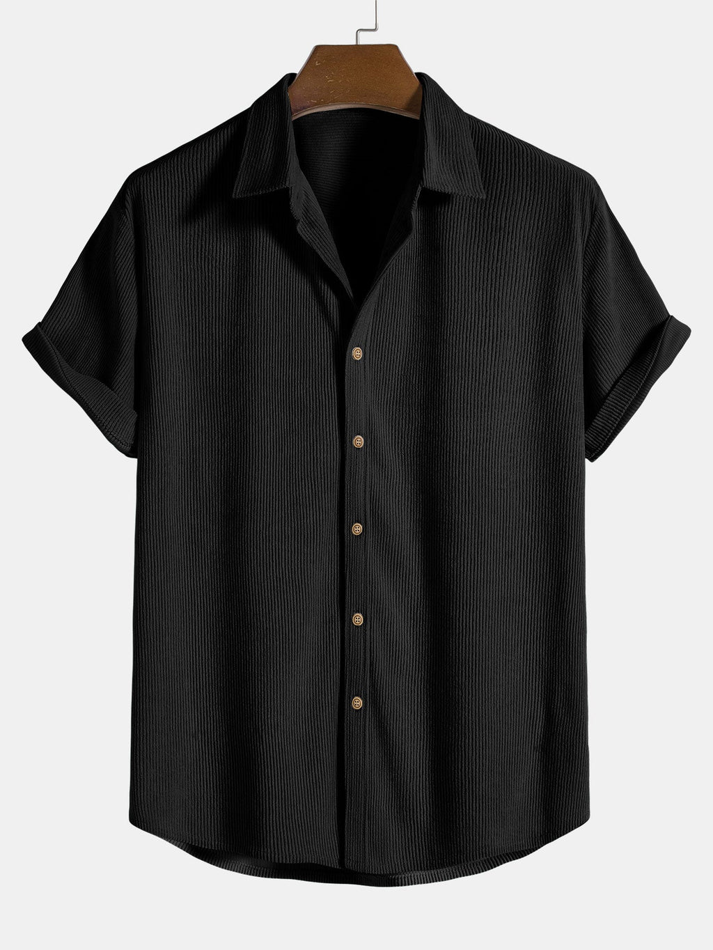 Camisa de pana de manga corta con botones y pantalones corto