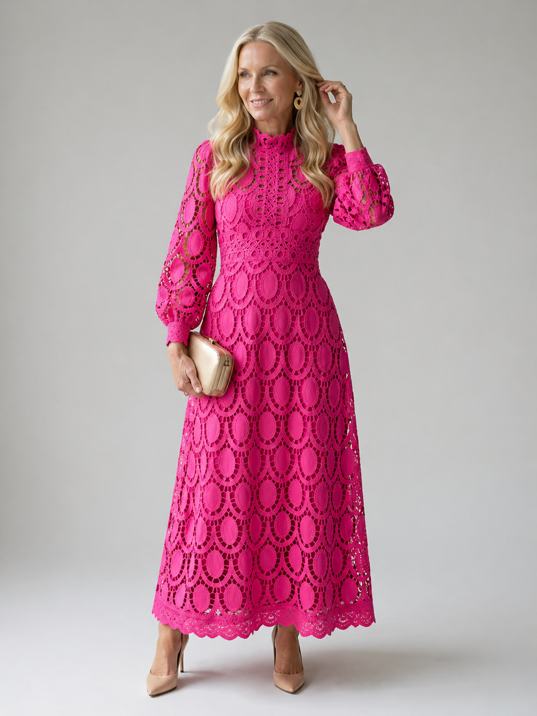 Blythe | Vestido Midi de Encaje Festoneado