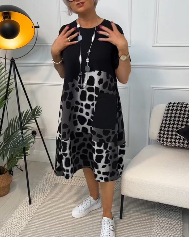 Marnie | Vestido Midi con Estampado de Contraste