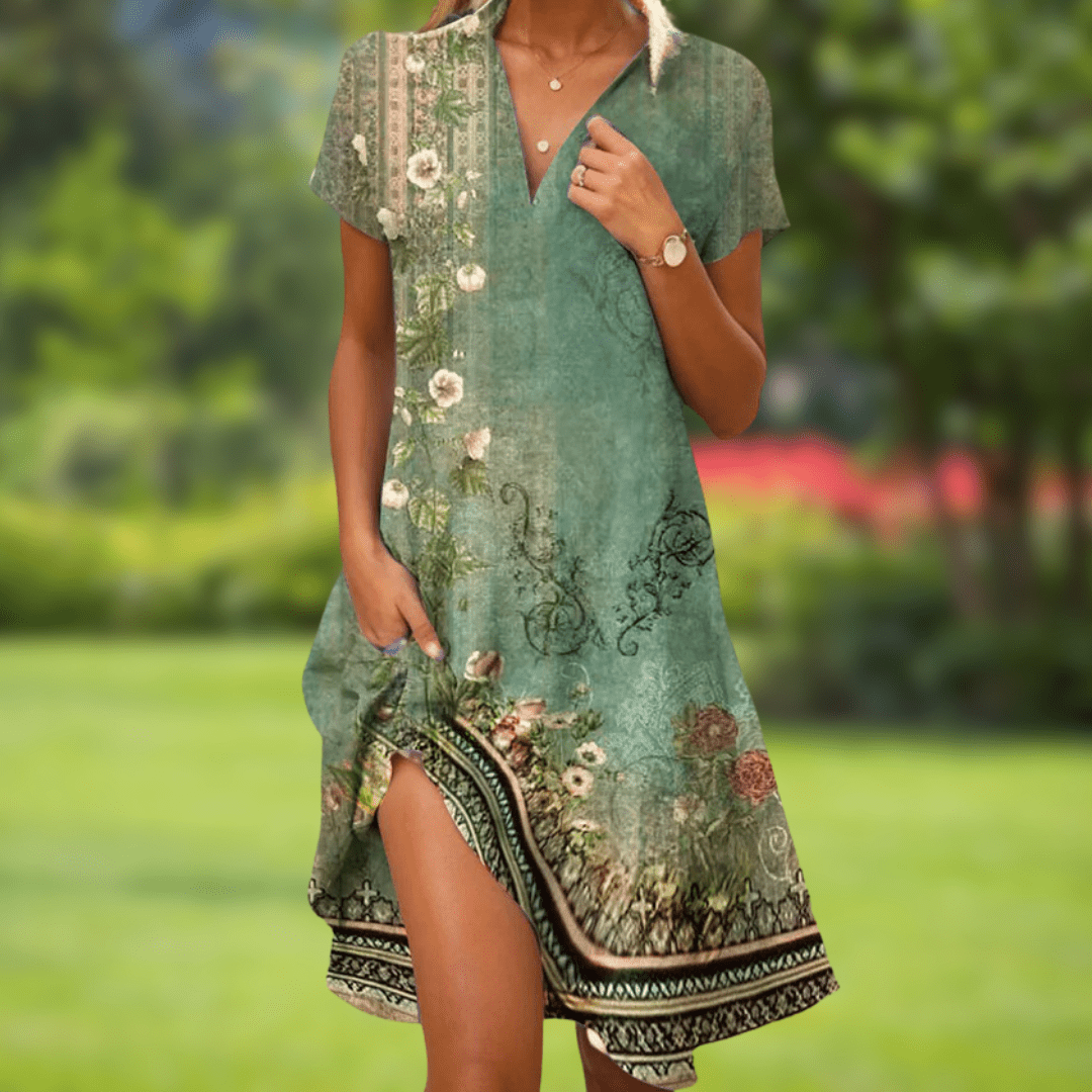 Lucille | Vestido Fluido con Estampado de Jardín