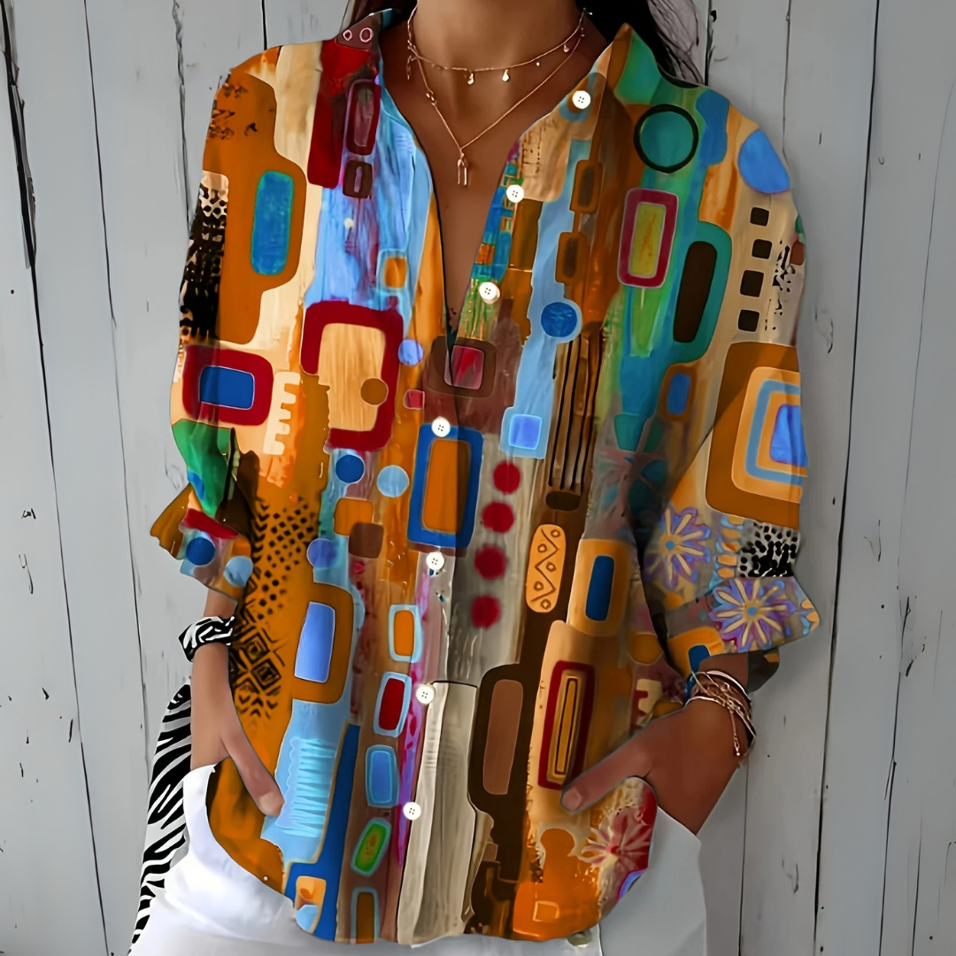 Catalina - Blusa de Botones Artística y Vibrante