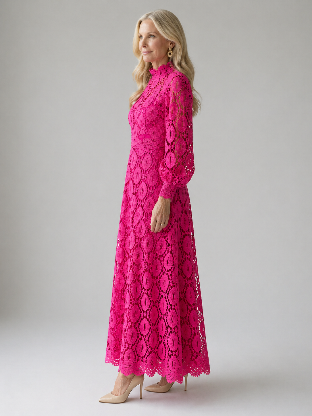 Blythe | Vestido Midi de Encaje Festoneado