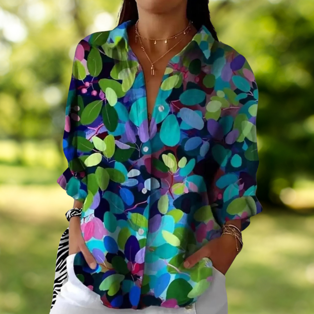 Catalina - Blusa de Botones Artística y Vibrante