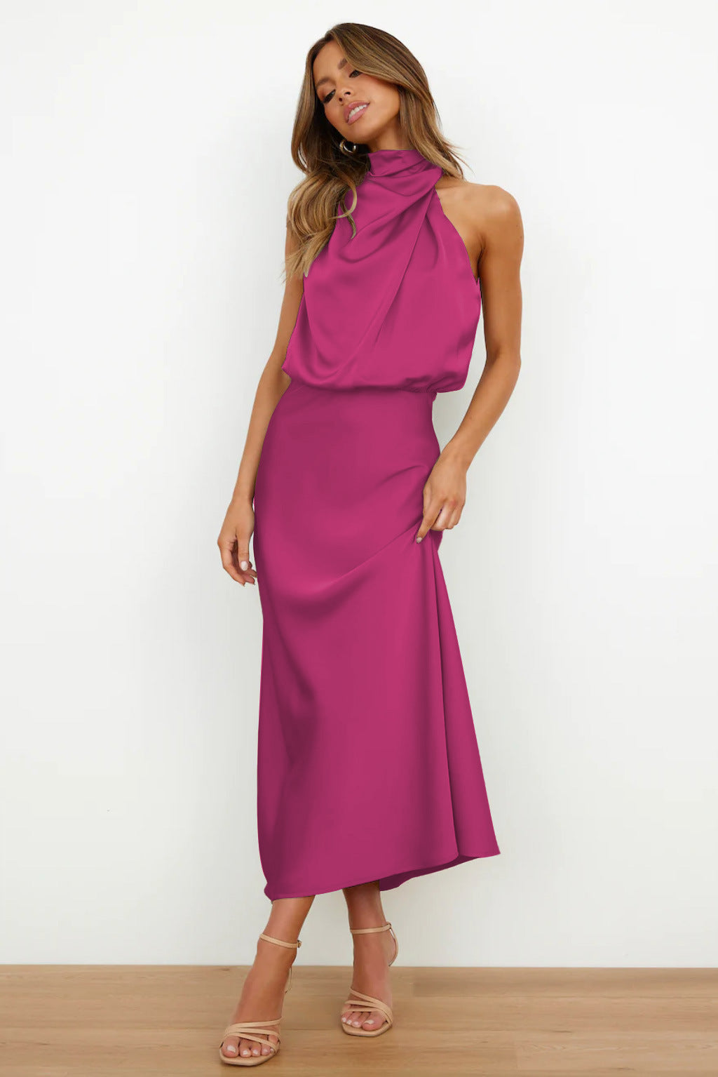 Amelia | Vestido Maxi Halter Drapeado