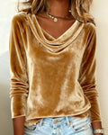 Margaret - Top de Terciopelo con Cuello Drapeado