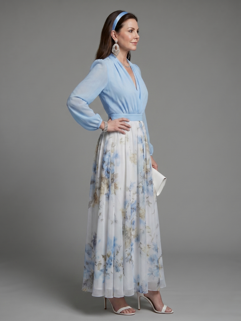Adelaide | Vestido Maxi Floral con Escote en V
