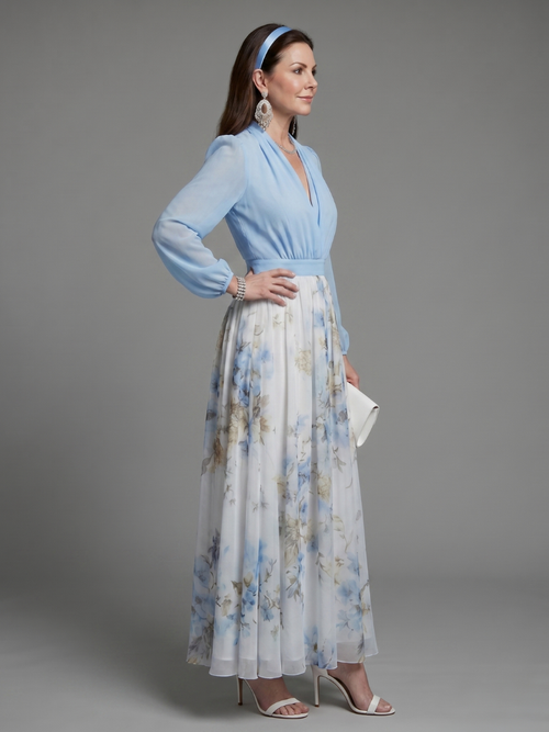 Adelaide | Vestido Maxi Floral con Escote en V