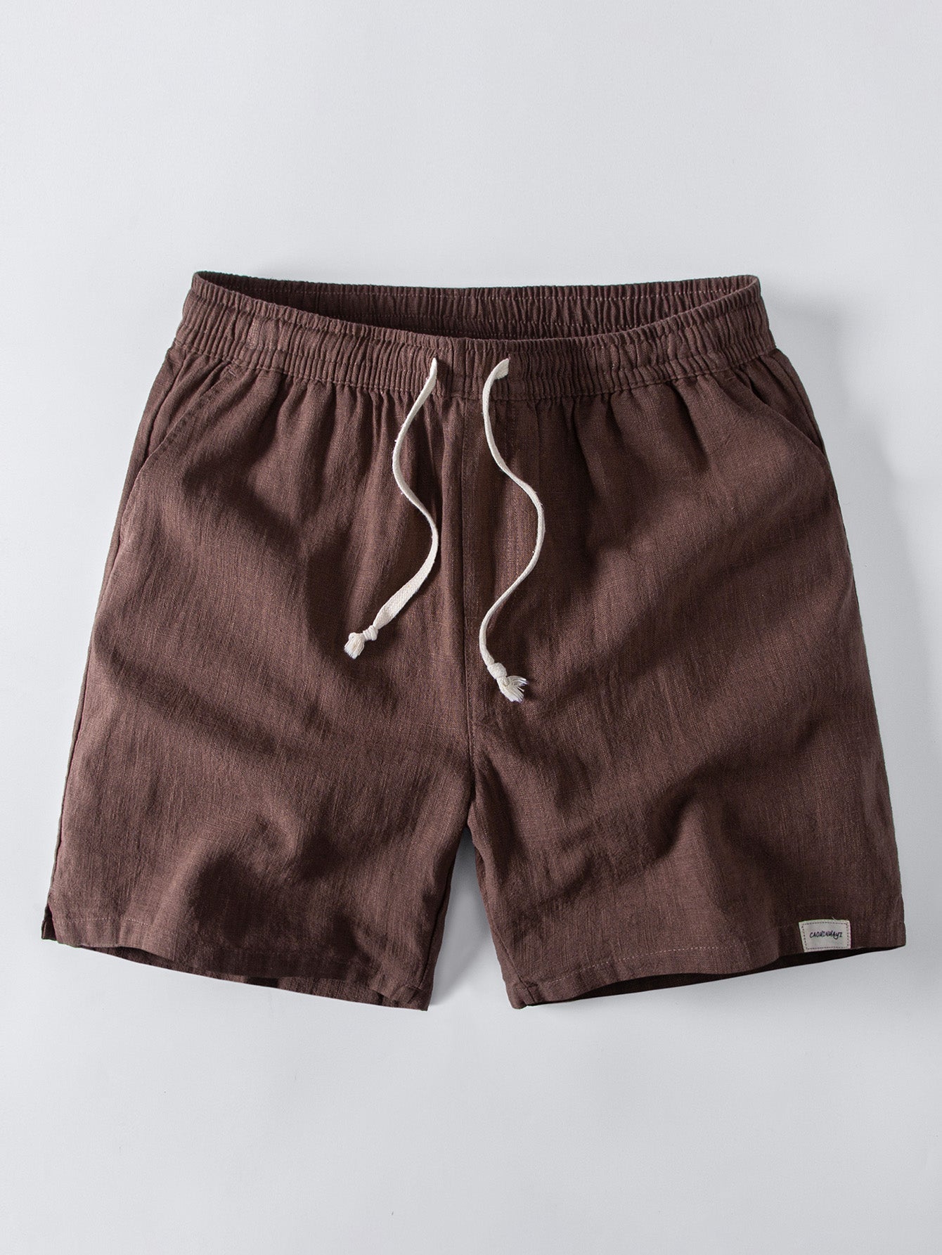 Camisa abotonada de mezcla de lino y rayón y pantalones cortos de 7" con cordón de ajuste de mezcla de lino