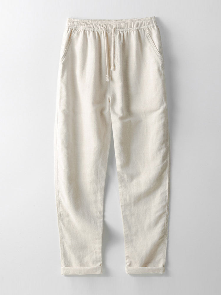 Camisa abotonada de mezcla de lino y rayón y pantalones rectos de lino