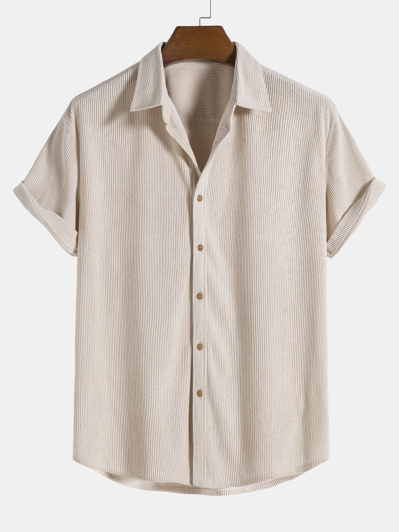 Camisa de manga corta de pana con botones