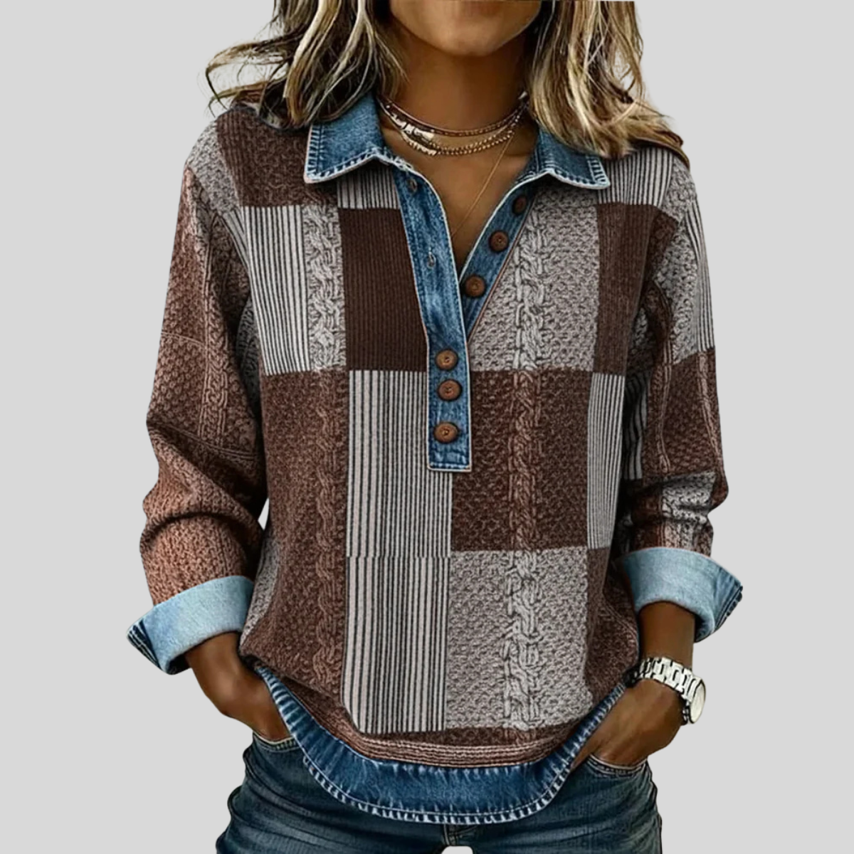 Meridell™ | Sudadera de Estampado en Bloques de Color