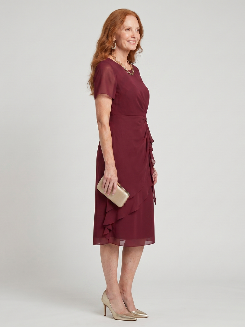 Eira™ | Vestido Midi Elegante con Bajo por Capas y Mangas Transparentes