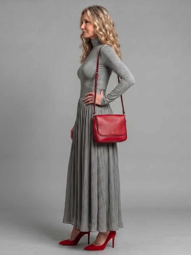 Edith | Vestido Midi Fluido de Cuello Alto