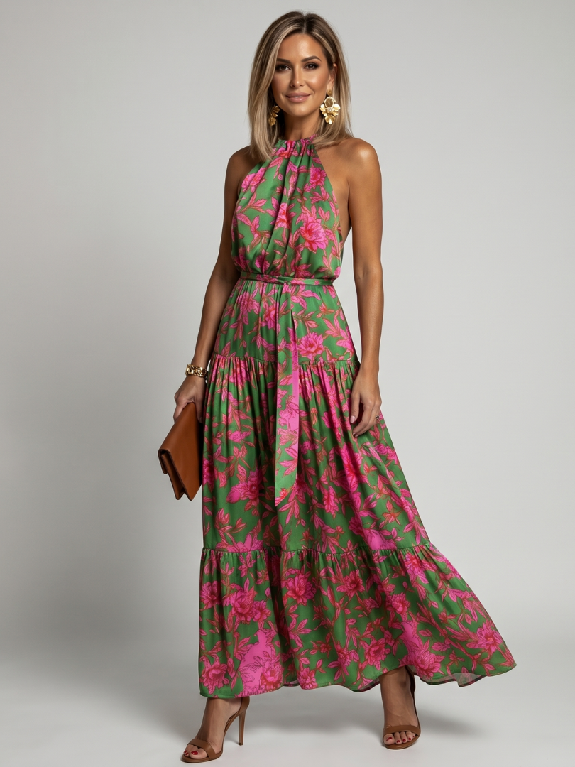 Arabella | Vestido Maxi Halter Drapeado