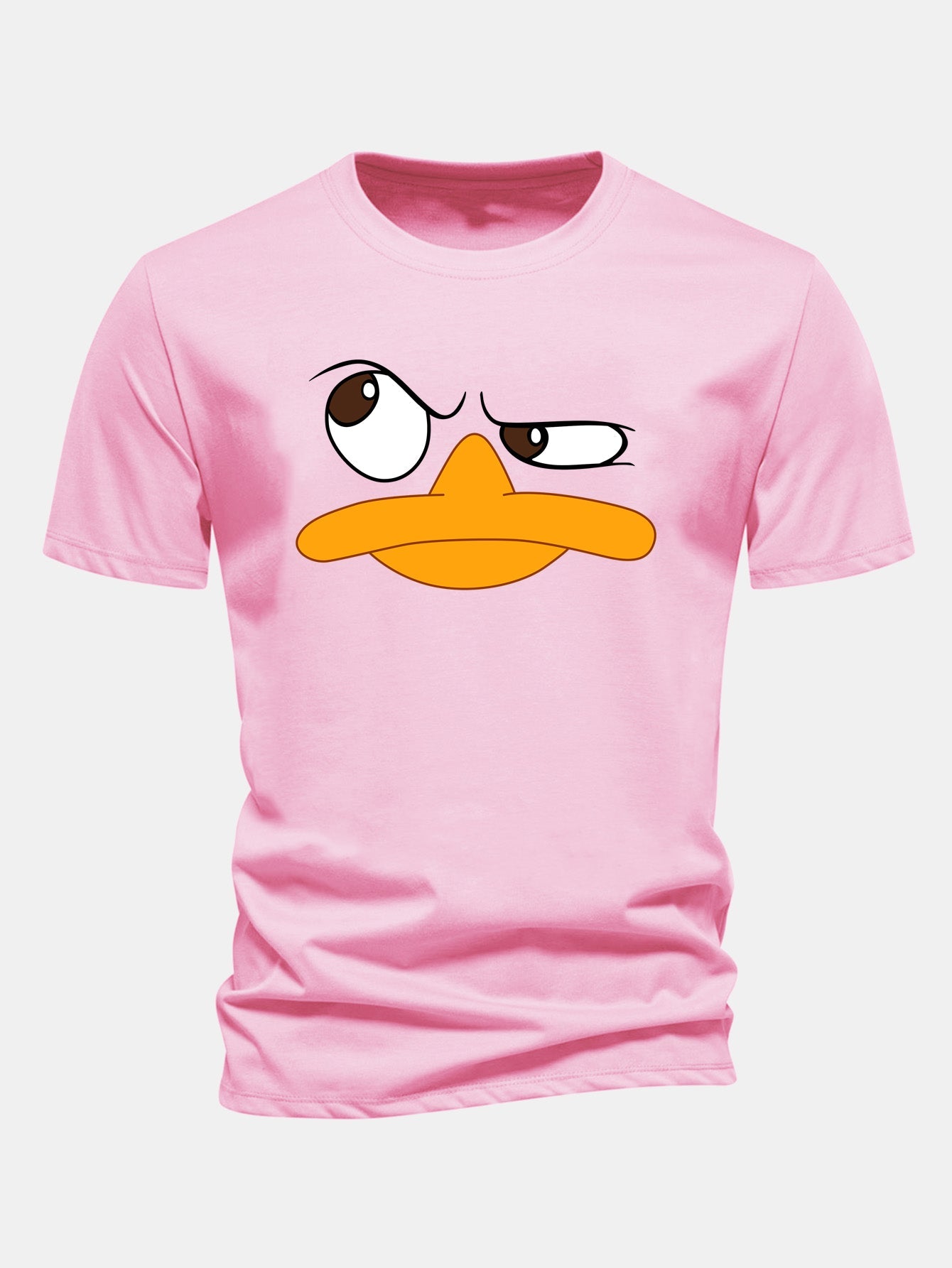 Regular Fit Emoji Duck Print Cotton T-Shirt