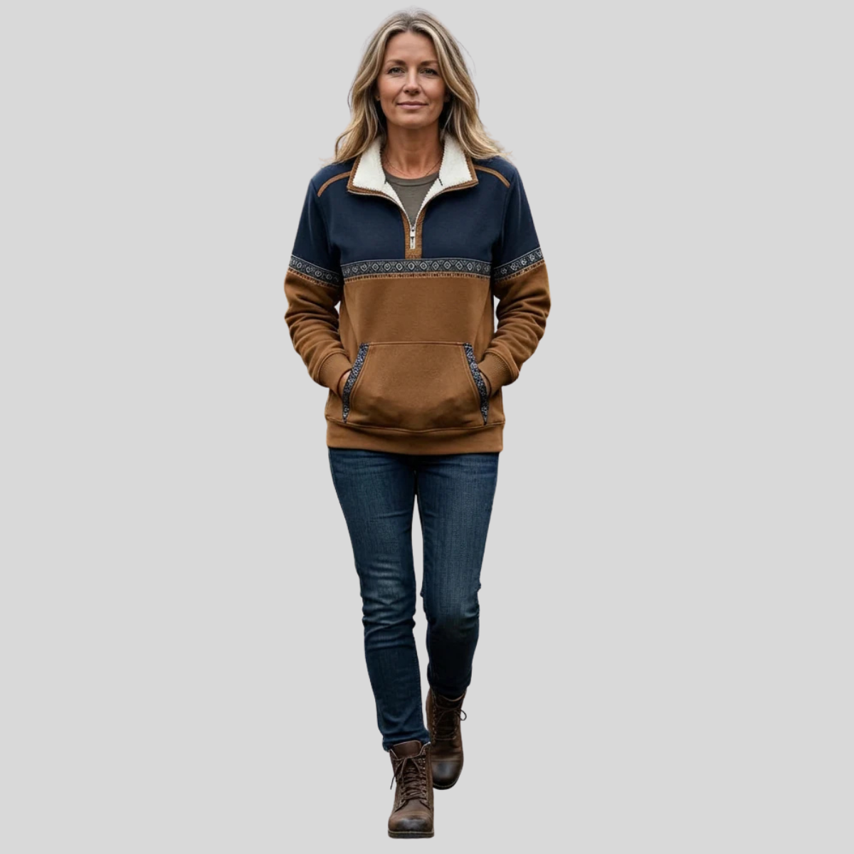Alvette™ | Jersey con Media Cremallera y Cuello Sherpa