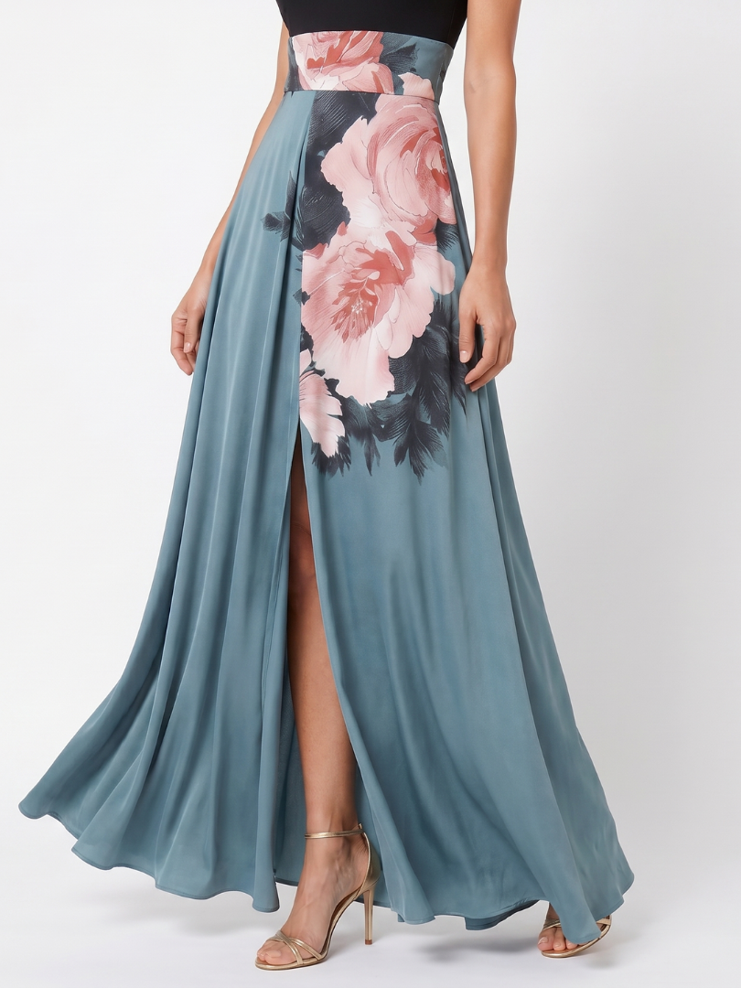 Noemi | Vestido Maxi Floral con Cuello Halter